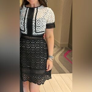 Elegant Black and White Lace Dress
